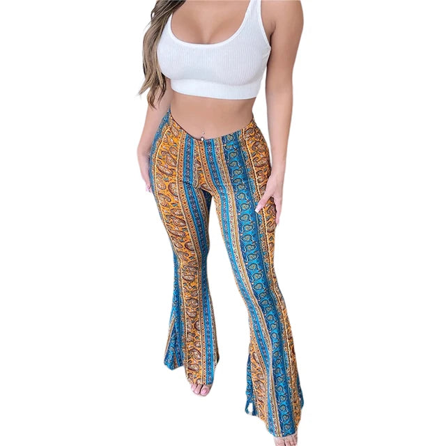 Ethnic-Inspired Women's Flare Print Pants