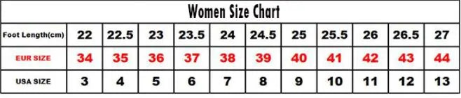 Leisure Shoes Size Chart 