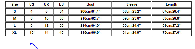 Christmas Couple's Novelty Blouse Size Chart