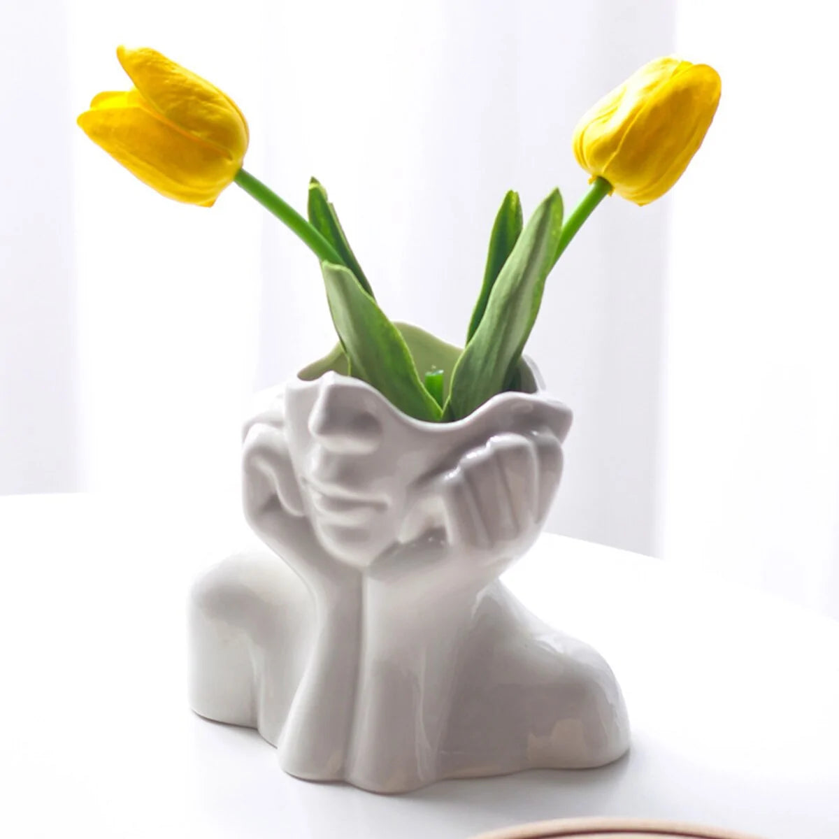 Abstract Woman Face Ceramic Vase