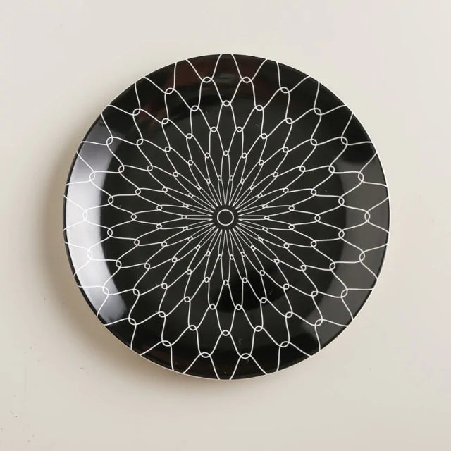 STOMART.CO.UK Geometric Pattern Ceramic Plate Kitchen Free Text