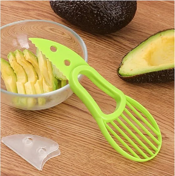 STOMART.CO.UK 3 In 1 Multifunctional Avocado Slicer Corer Cutter Kitchen Plastic Knife Free Text