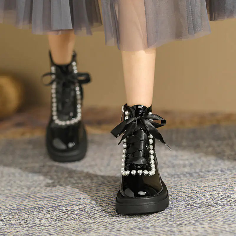 Patent Leather Glossy Ankle Boots