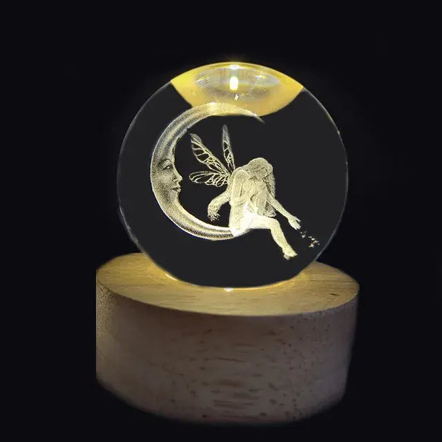 Wooden Base Crystal Night Ball