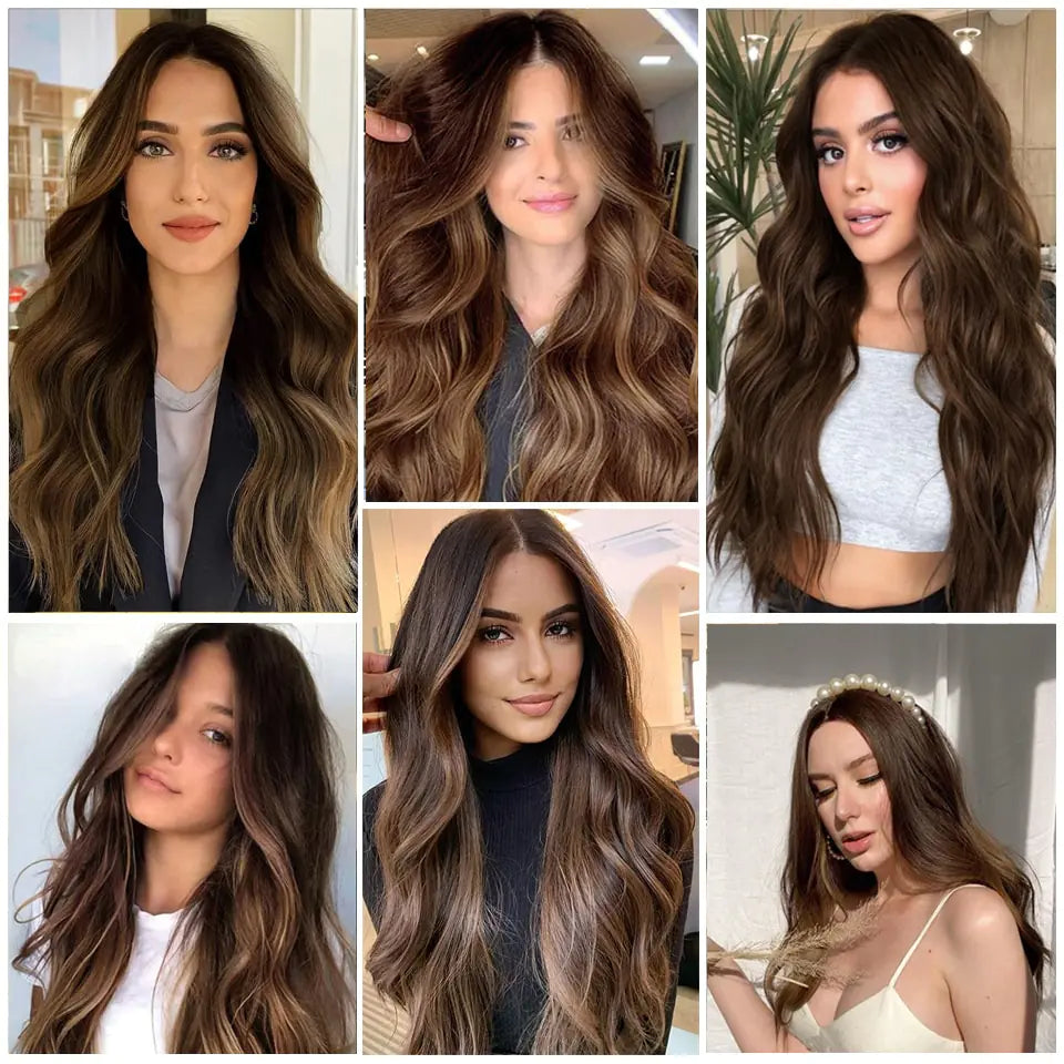 Ombre Black Middle Part Synthetic Wig