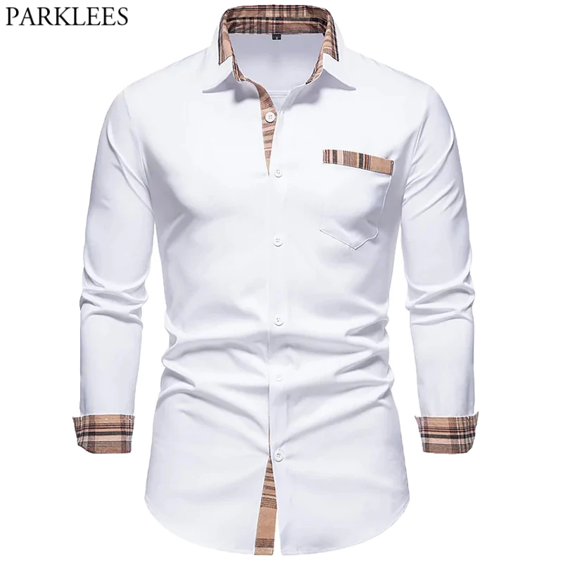 Men's Patchwork Slim Fit Formal Shirt