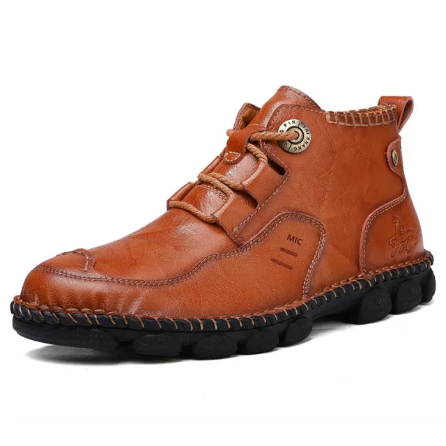 Flexible Leather Ankle Boots for Men