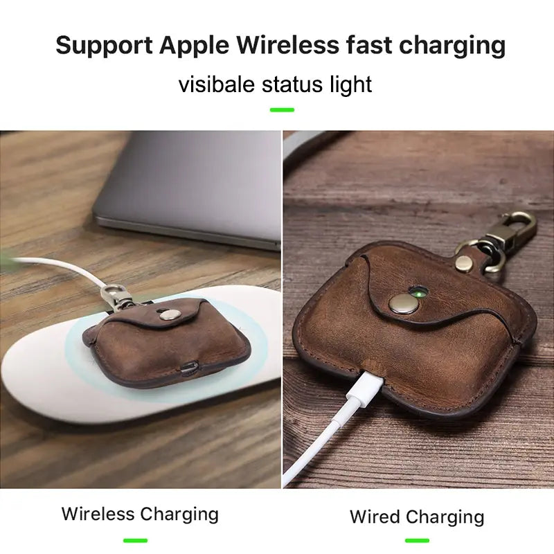 Wireless Earphones Genuine Leather Case