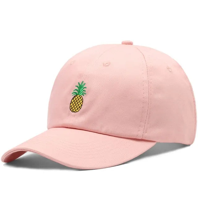 It seems like you uploaded a new image of a pink hat with a pineapple design. How can I assist you with this item? Would you like to add it to a list or gather more details?