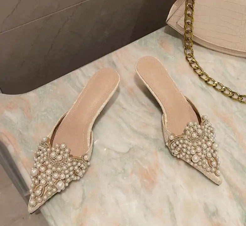 Women's Elegant Pearl Crown Sandals