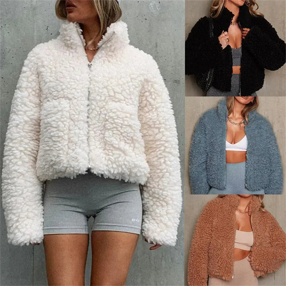Women's Winter Lamb Wool Coat Jacket