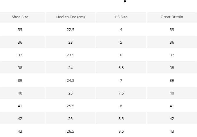 Steel Toe Safety Sneakers Size Chart