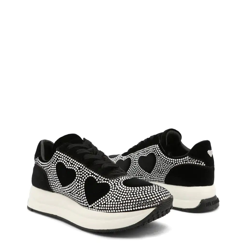 Love Moschino Rhinestone Crystal Heart Sneakers