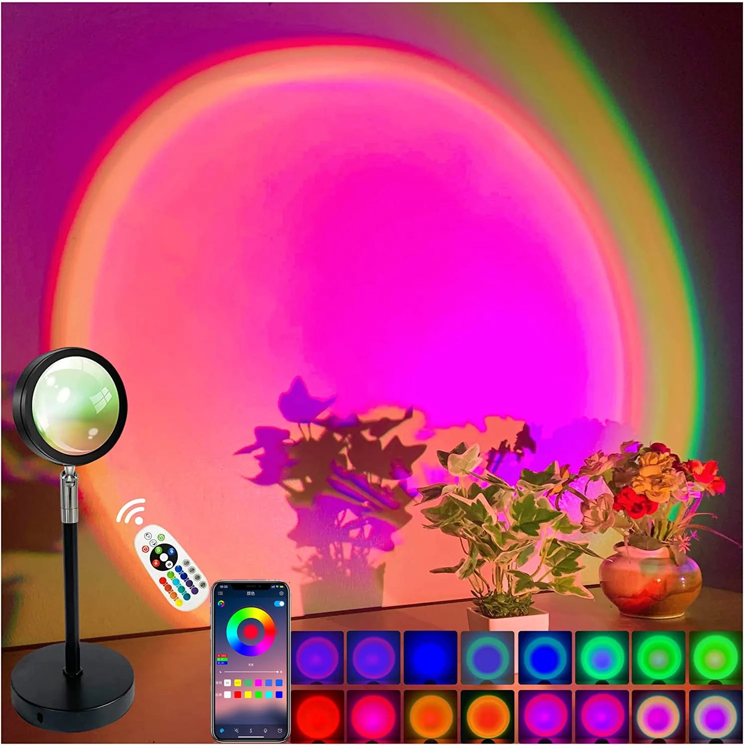 Smart Bluetooth Rainbow Sunset Projector Lamp