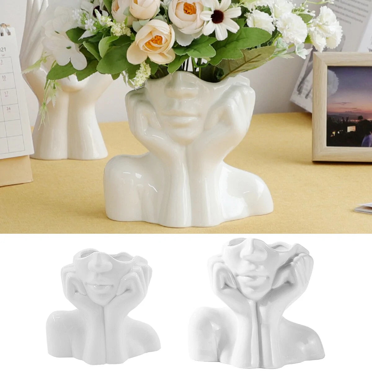 Abstract Woman Face Ceramic Vase