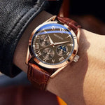 Men's Leather Strap Quartz Watch