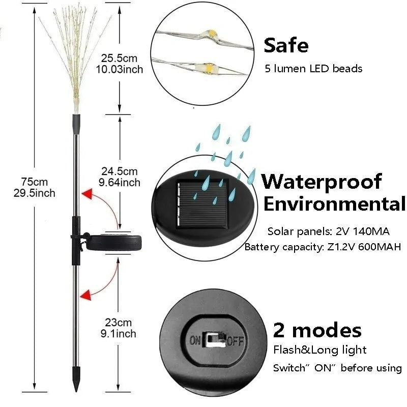 Garden Dandelion Fireworks Solar LED Lights