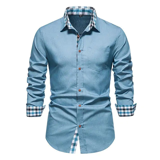 Men's Patchwork Slim Fit Formal Shirt