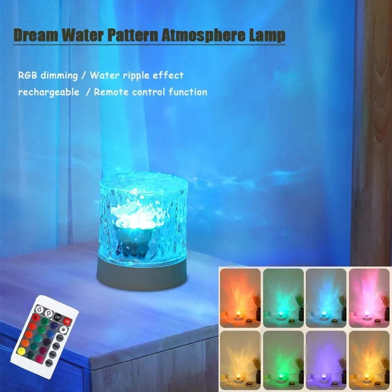 RGB water ripple atmosphere lamp with remote control.