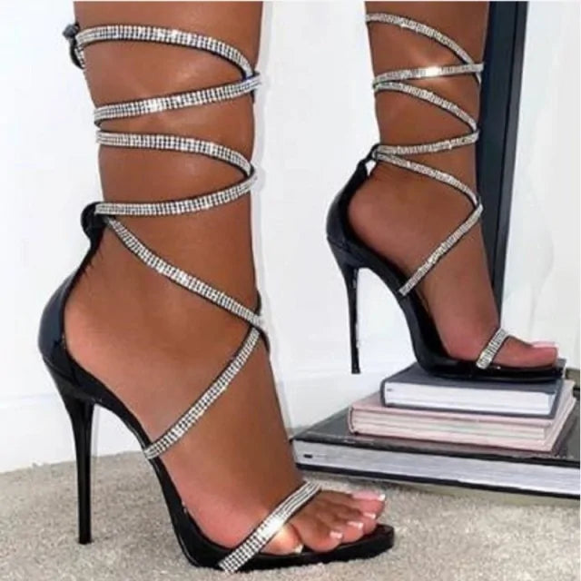 Ladies High Heels Gladiator Lace-Up Sandals