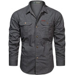 Men's Denim Solid Colour Long Sleeve Shirt