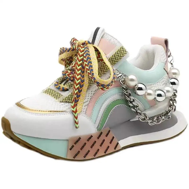 Rainbow Pearl Chain Sneakers