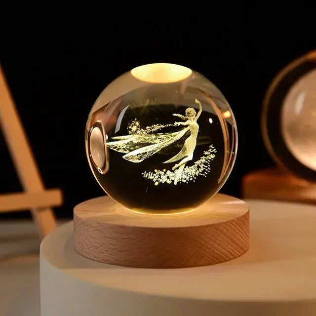 Wooden Base Crystal Night Ball