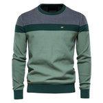 Casual Men’s Spliced Cotton Knit Jumper