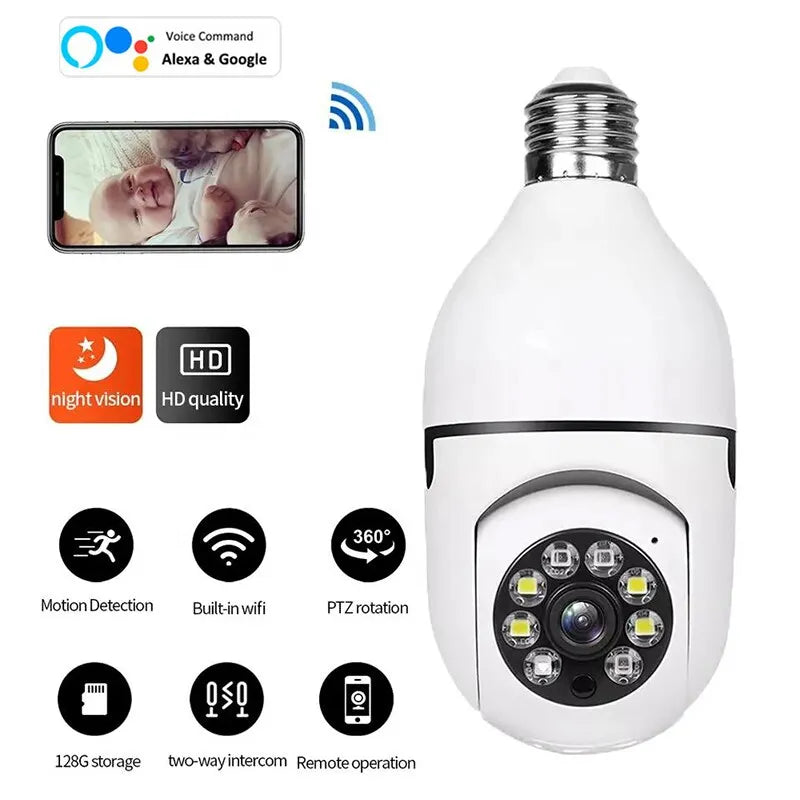5G Night Vision Bulb Surveillance Camera