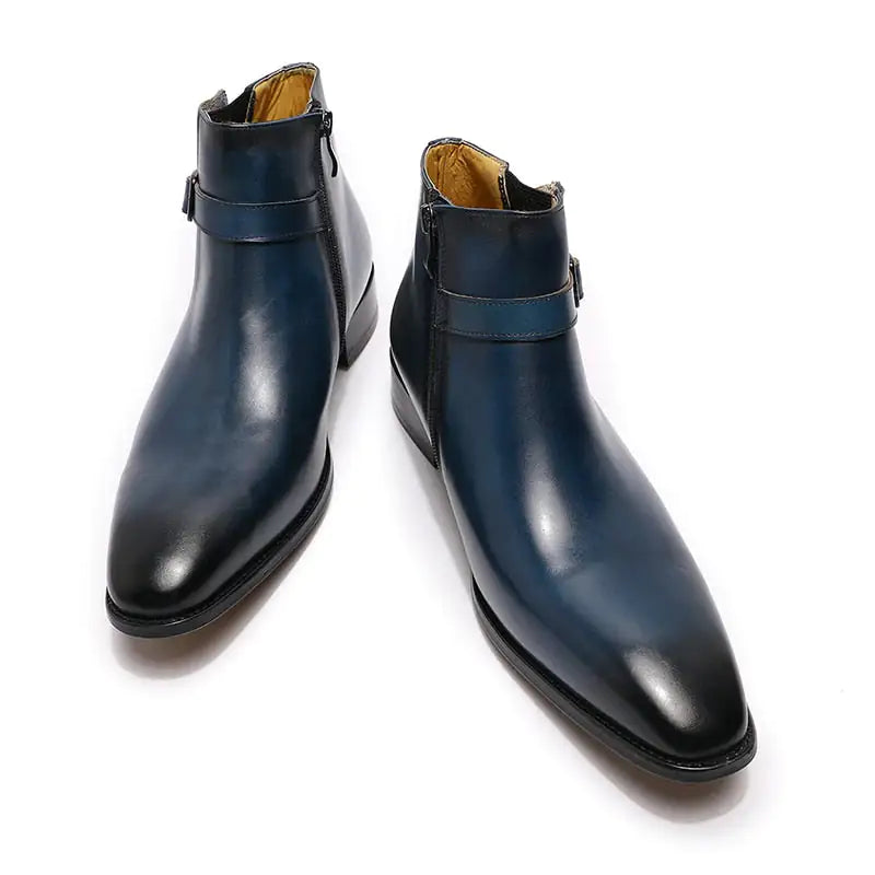 Men's Classic Leather Buckle Boots