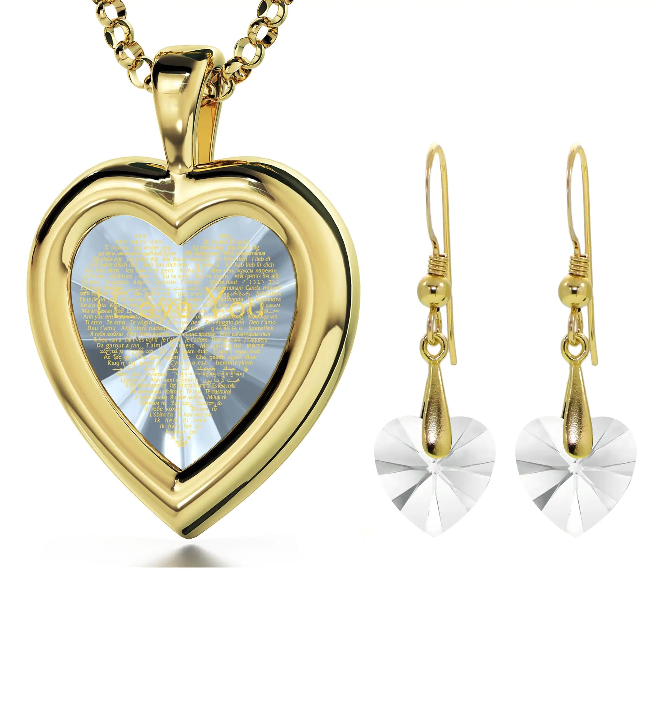 Cubic Zirconia Heart Jewellery Set