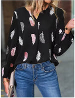 Soft and Stylish Women's Feather Print Top