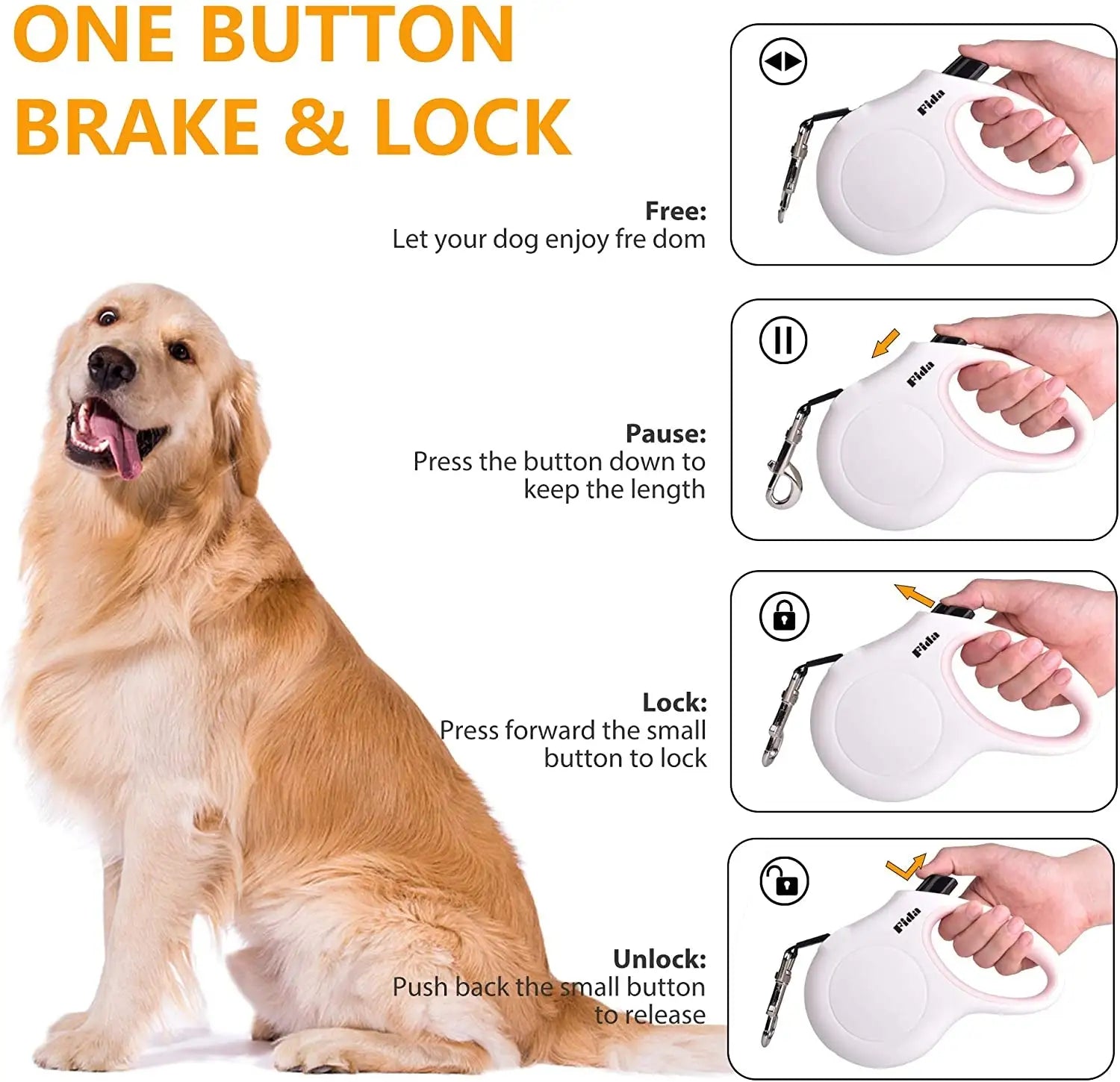Retractable Poop Bag Dispenser Dog Leash