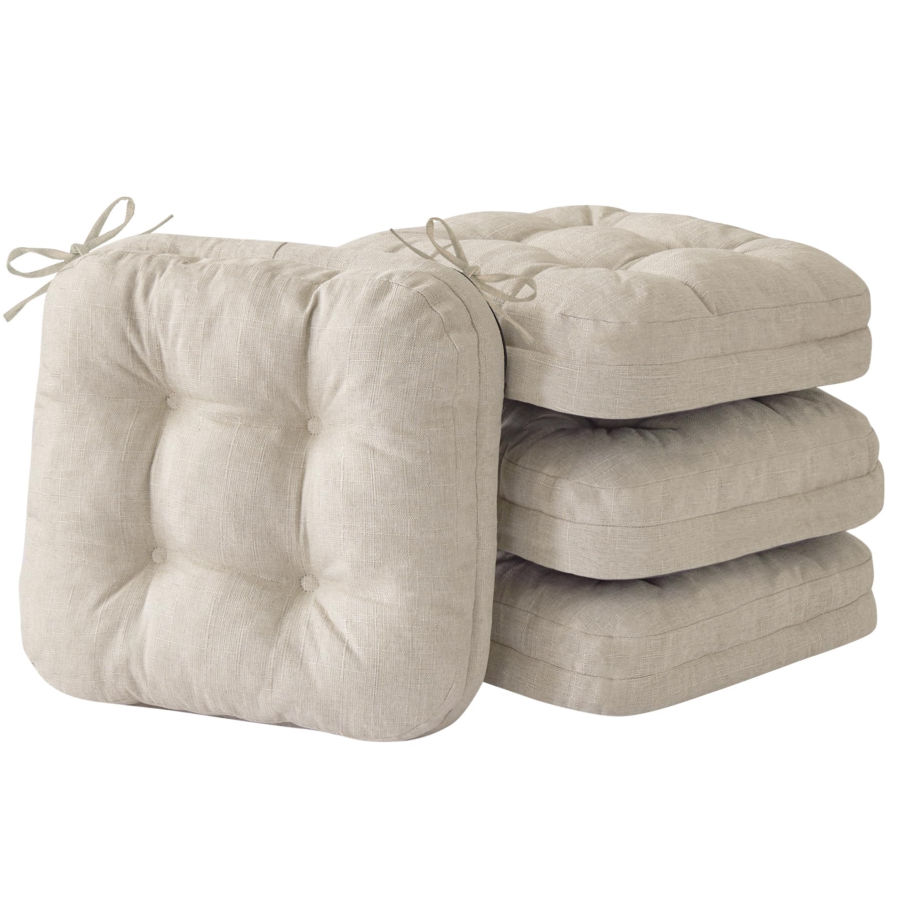 4 pieces of chair cushions stacked together in ivory colour.