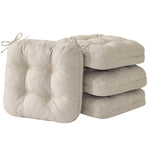 4 pieces of chair cushions stacked together in ivory colour.