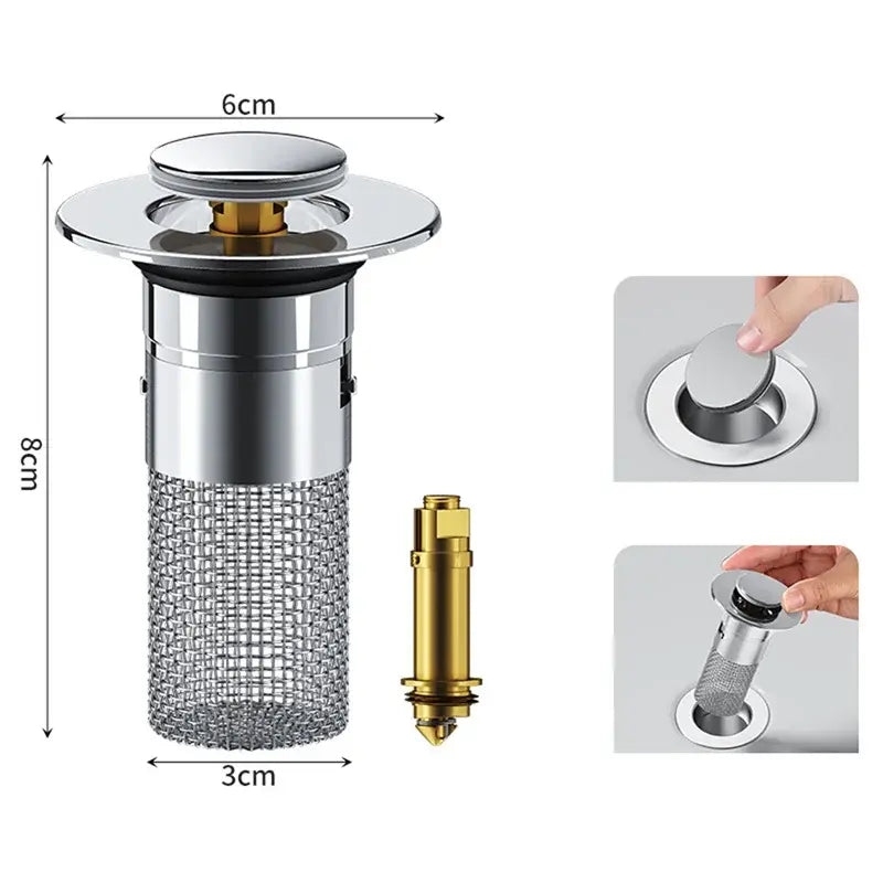 STOMART.CO.UK Stainless Steel Sink Drain Filter Stopper Kitchen Free Text