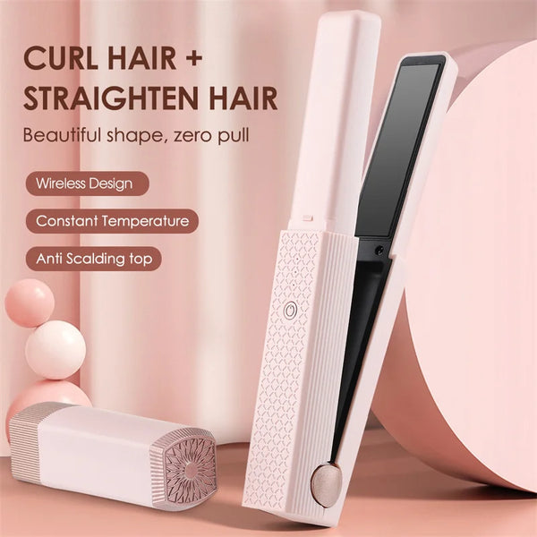 Cordless Ceramic Hair Curler Straightener