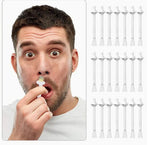 Man using a toothbrush with additional brush heads displayed on a white background