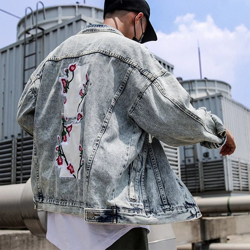 Flower Embroidered Jeans Coats Jacket