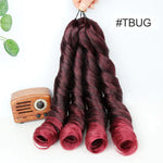 Bundle of burgundy-and-black ombré twist hair extensions labeled “#TBUG,” displayed on a white background.