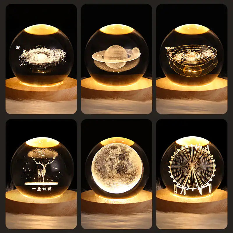 Starry Sky Planets Moon Crystal Lamp
