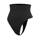 Black high-waist shaping thong.

