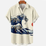 Vintage 3D Ocean Wave Print Shirt