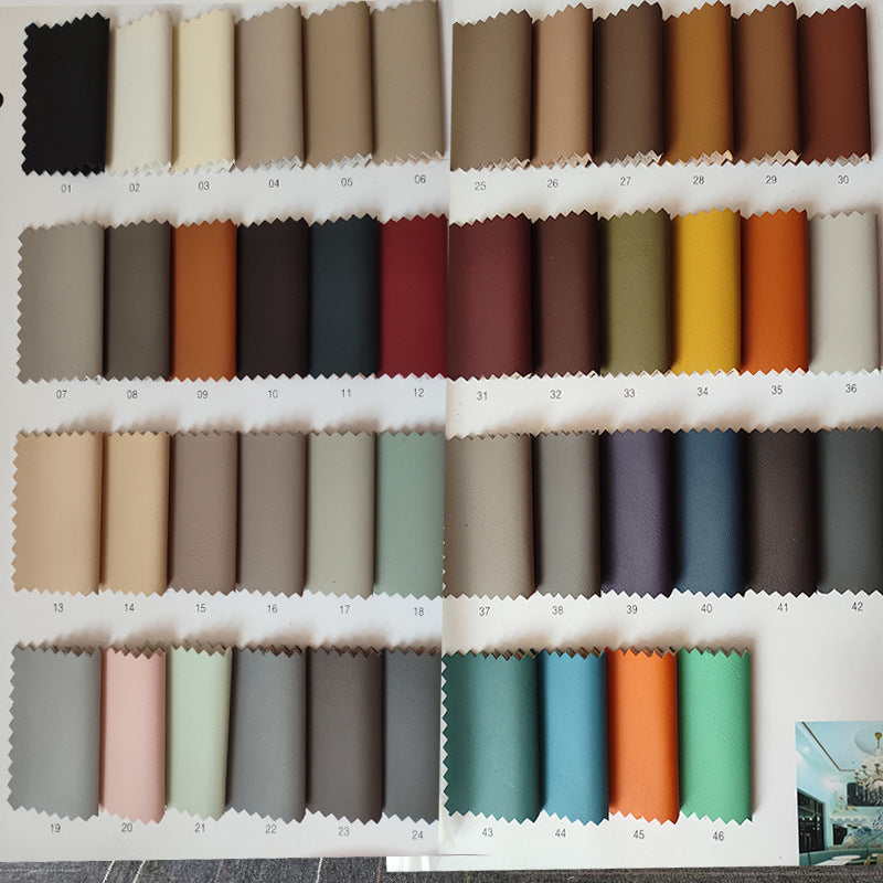 Collection of fabric swatches in various colors arranged in a grid.