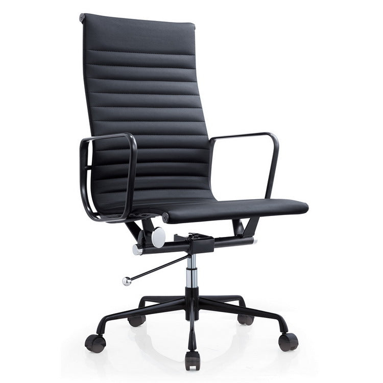 Black office chair with high backrest on a white background