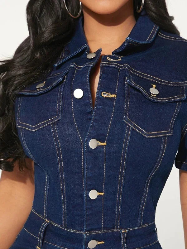 Women's one-piece denim outfit