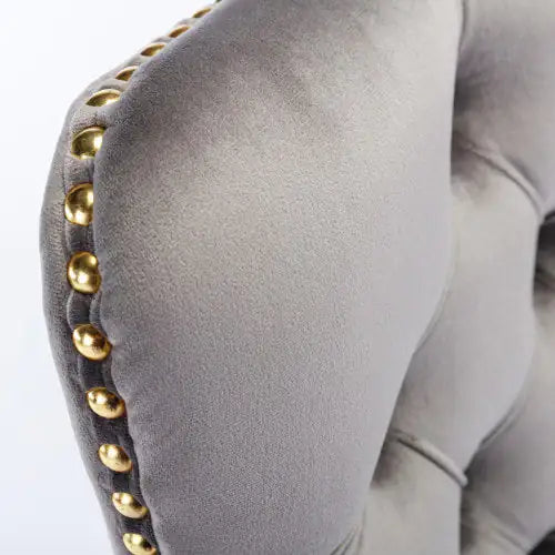 Gray glove with gold studs on a white background