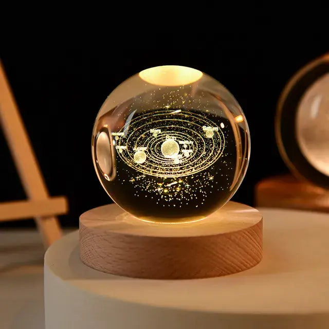 Engraved 3D crystal ball with light