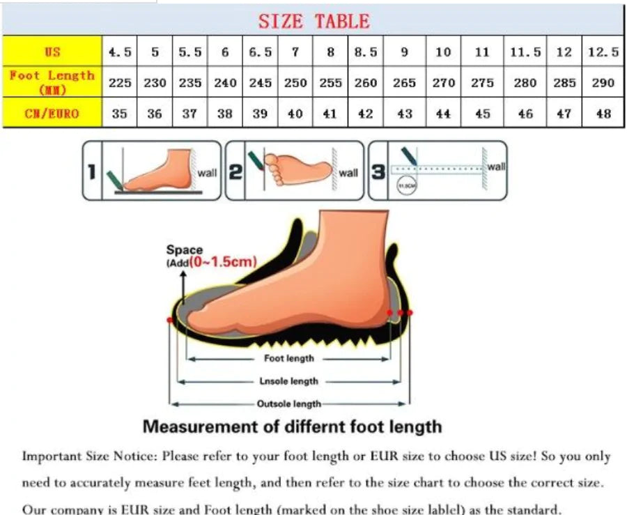 Men's Super Grip Football Soccer Boots Size Chart