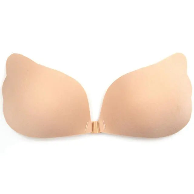 Beige adhesive strapless bra.